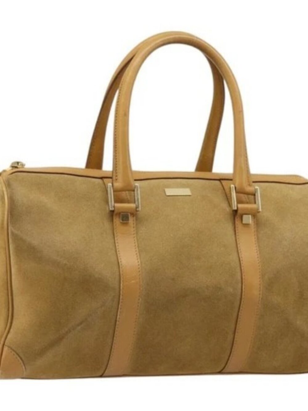 GUCCI Hand Bag Suede Beige Gold 000 0846 Auth